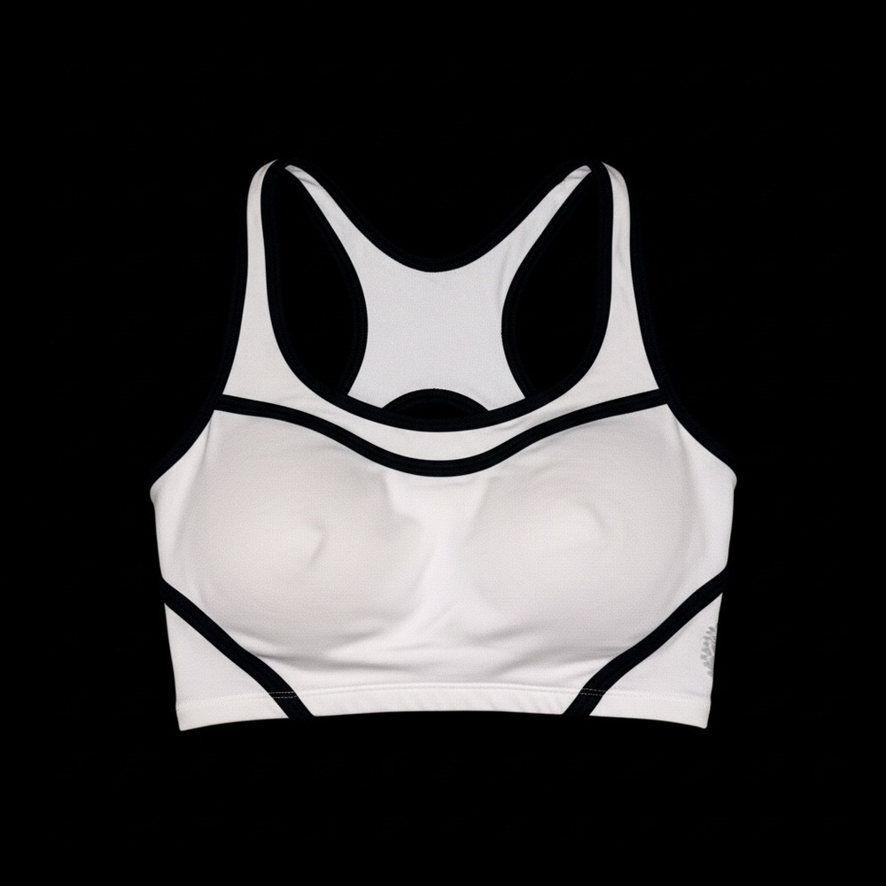 FP Movement by Free People White Racerback Sports Bra with Black Trim